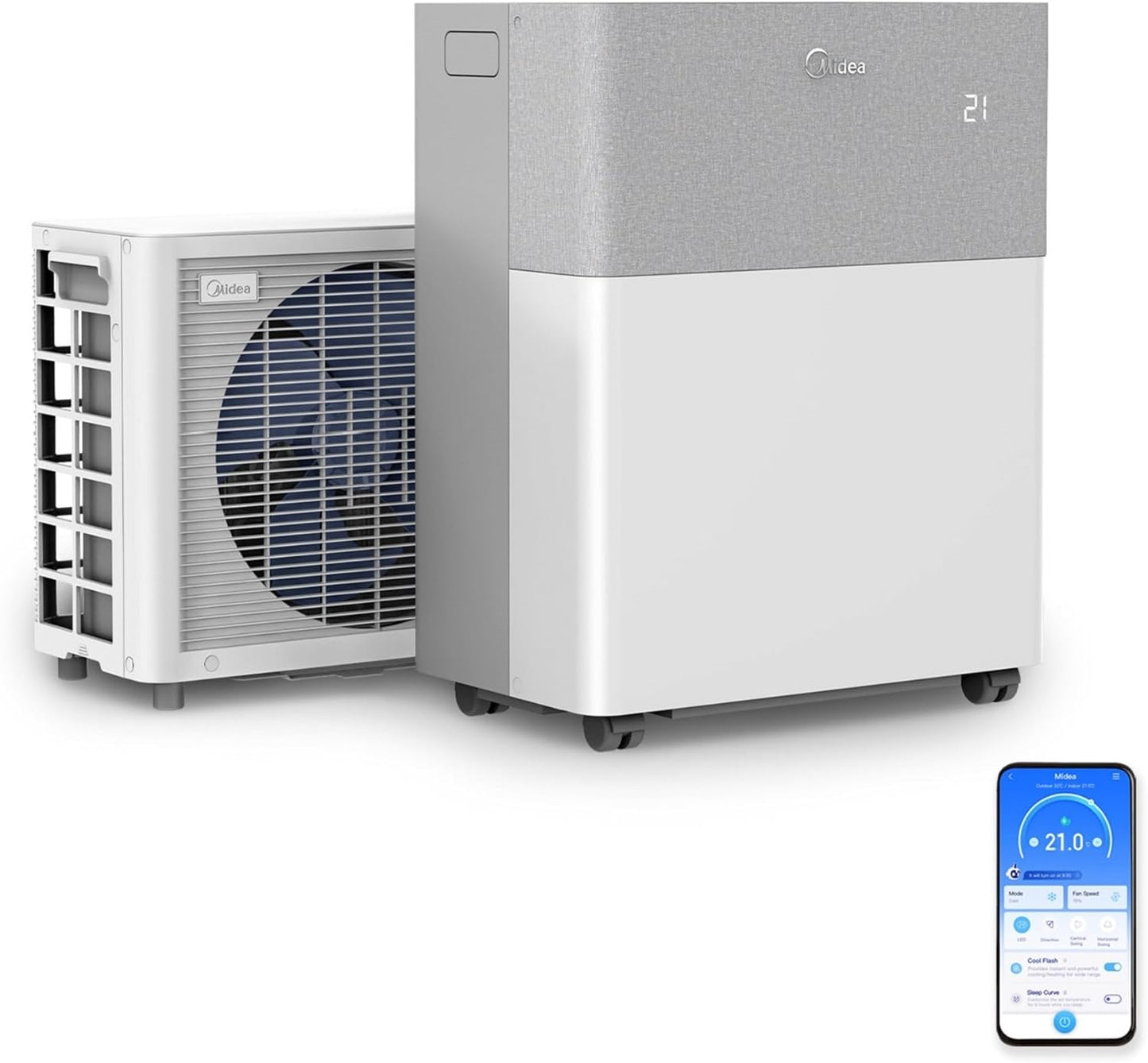 Midea PortaSplit 4-in-1 Portable Air Conditioner – 12,000 BTU, Heating & Cooling, App Control, Whisper Quiet (White)