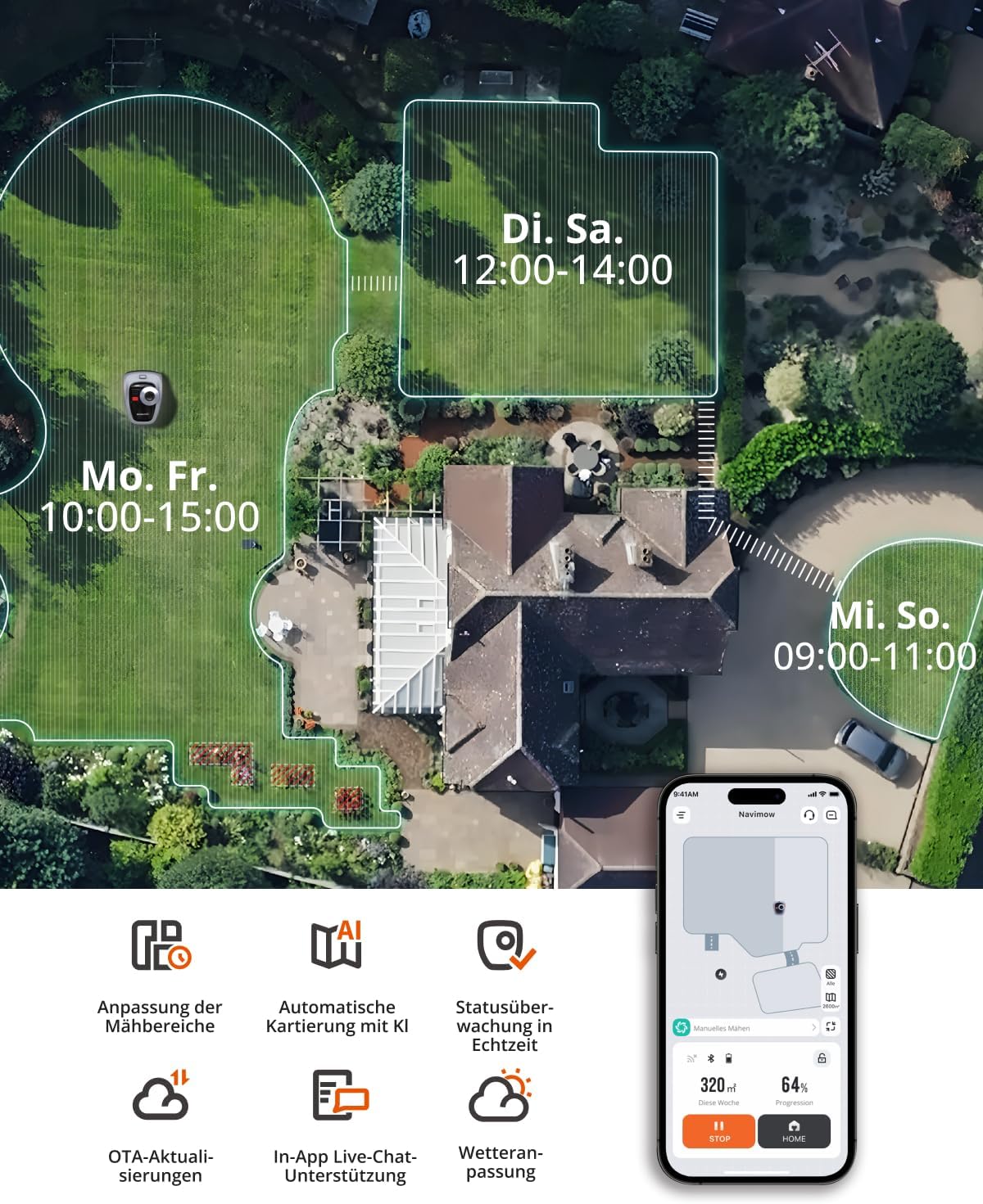 Navimow i105E robotic lawnmower without boundary wire, recommended area 600 m²