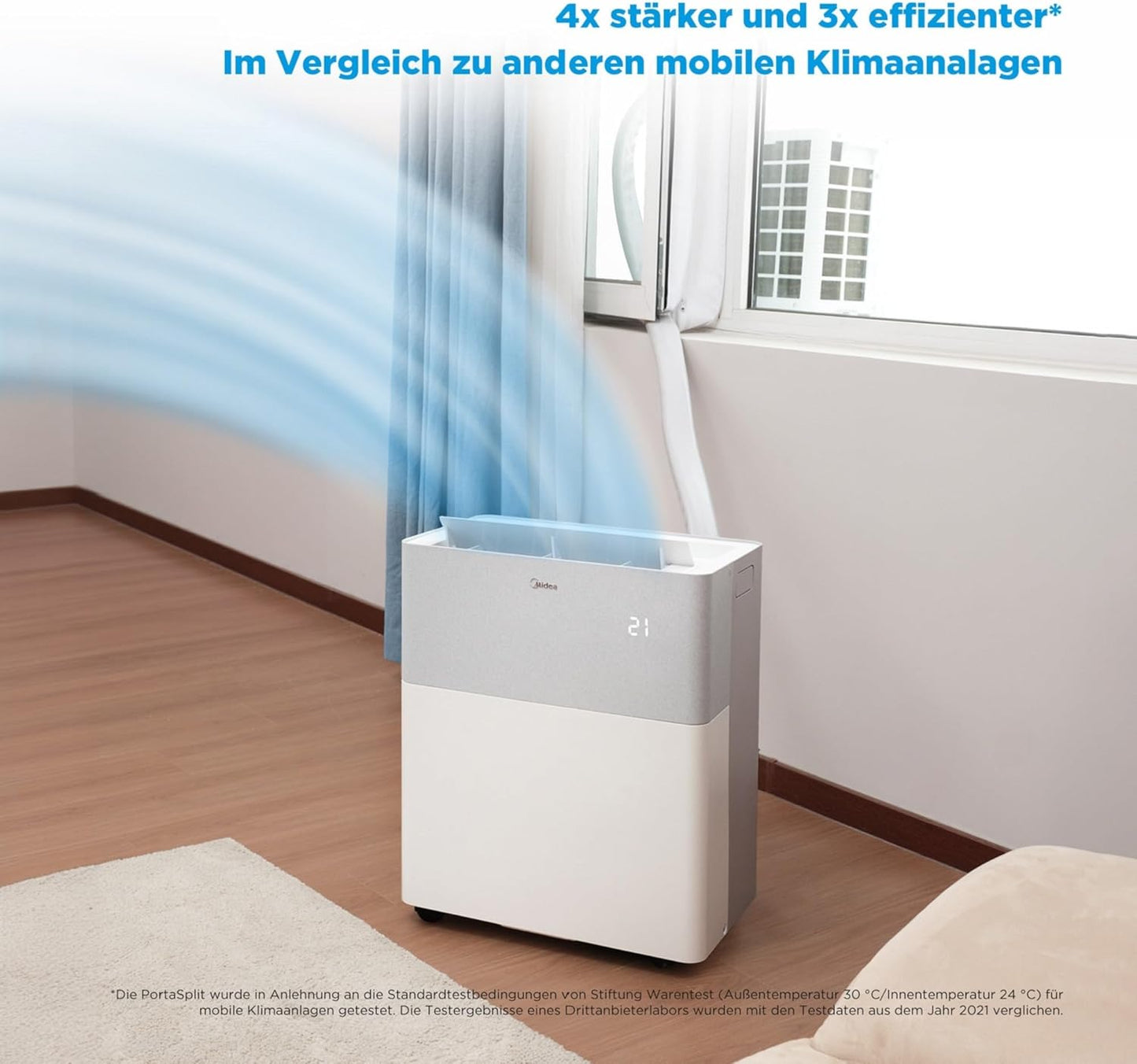 Midea PortaSplit 4-in-1 Portable Air Conditioner – 12,000 BTU, Heating & Cooling, App Control, Whisper Quiet (White)