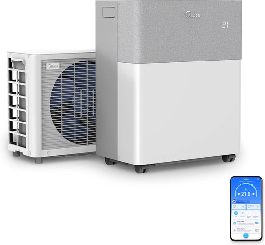 Midea PortaSplit 4-in-1 Portable Air Conditioner – 12,000 BTU, Heating & Cooling, App Control, Whisper Quiet (White)