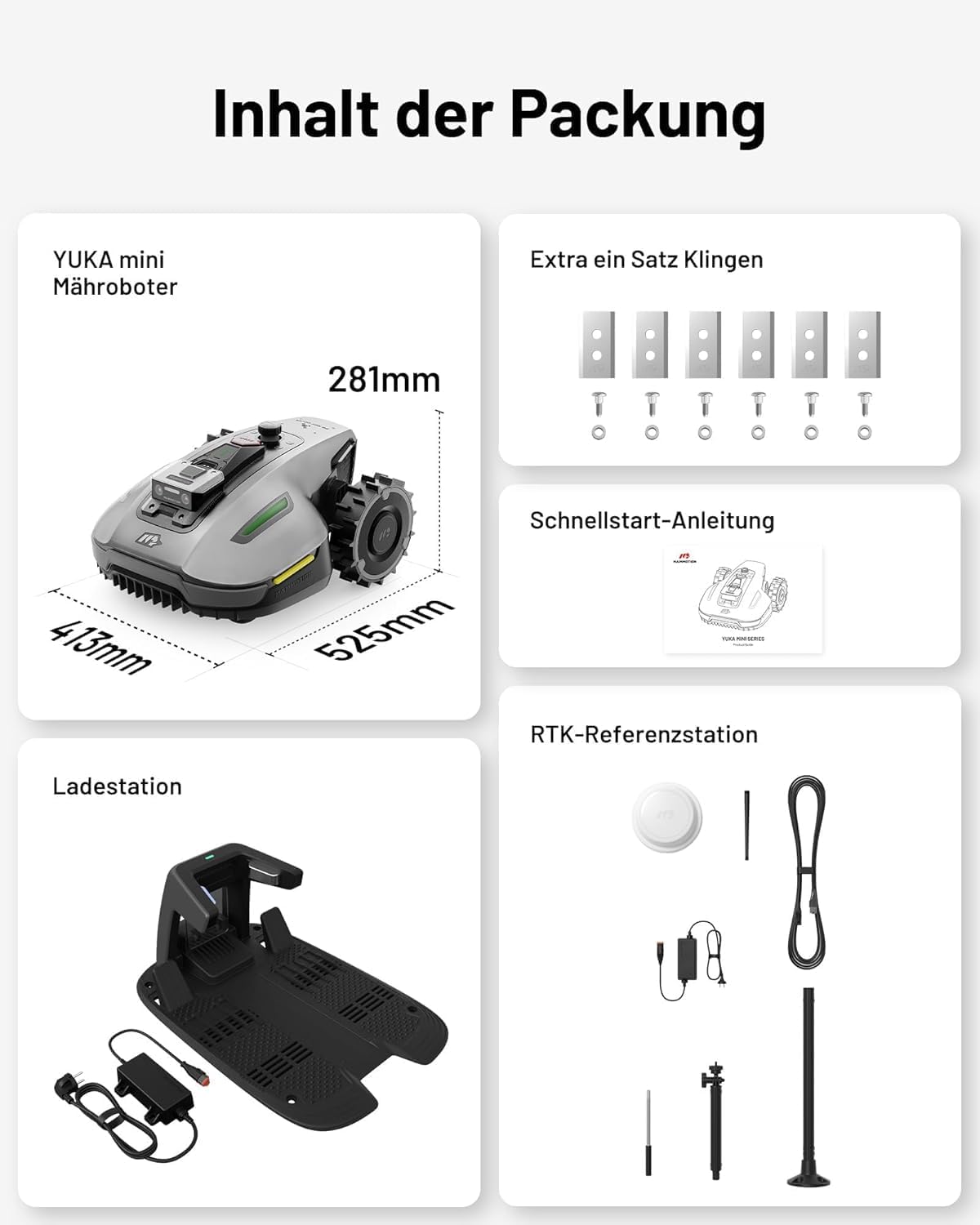 Mammotion YUKA Mini 700 robotic lawnmower with garage – Wireless lawn mowing with AI navigation & NetRTK+ vision system