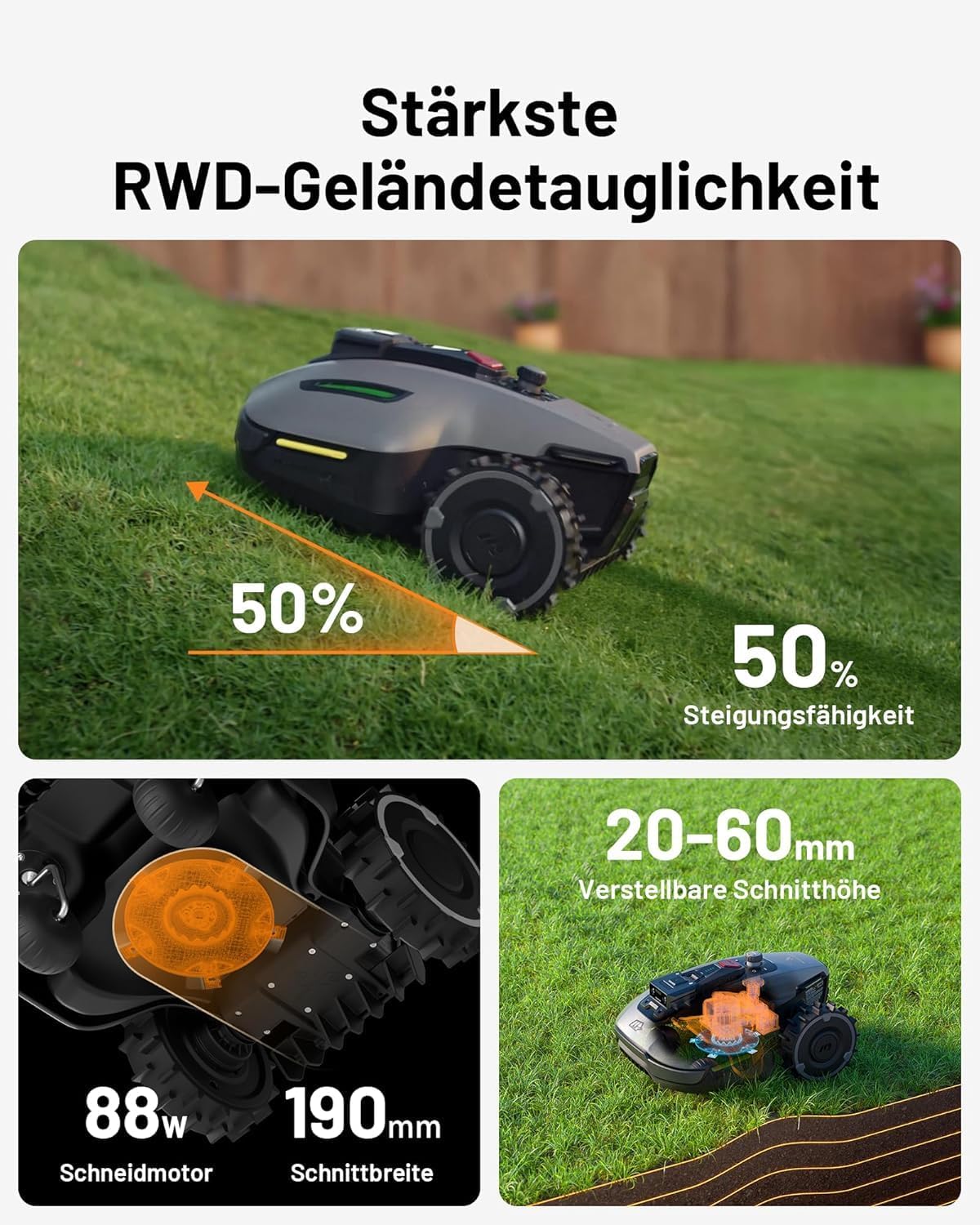 Mammotion YUKA Mini 700 robotic lawnmower with garage – Wireless lawn mowing with AI navigation & NetRTK+ vision system